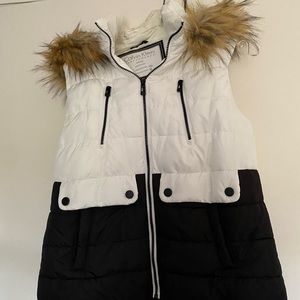 White hooded vest